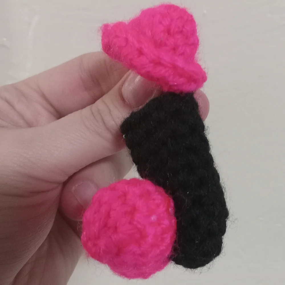 Handcrafted Hot Pink And Black 🍆 crochet chapstick gag gift holder - Picture 3 of 3